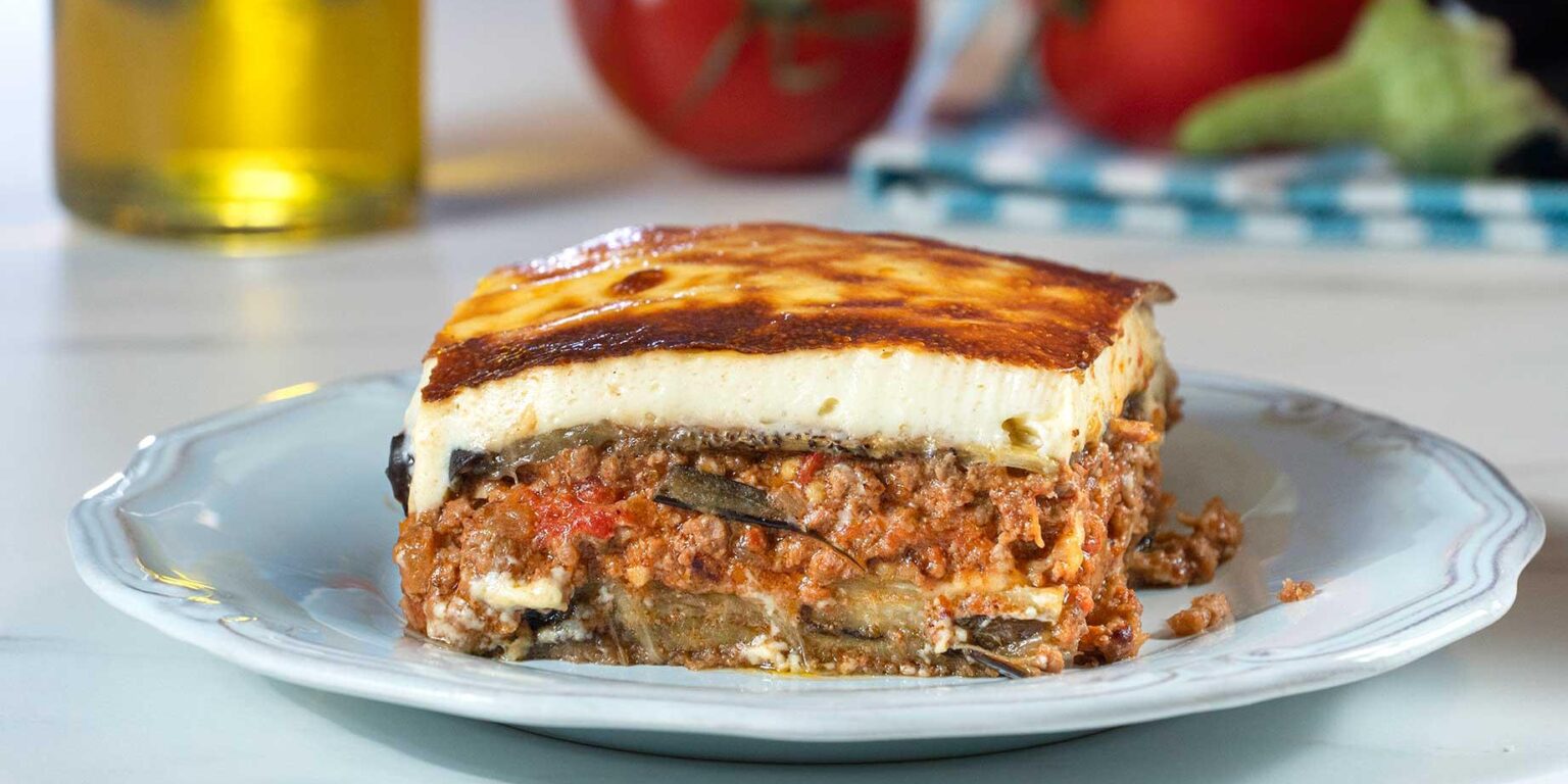 Cretan food Mousaka.